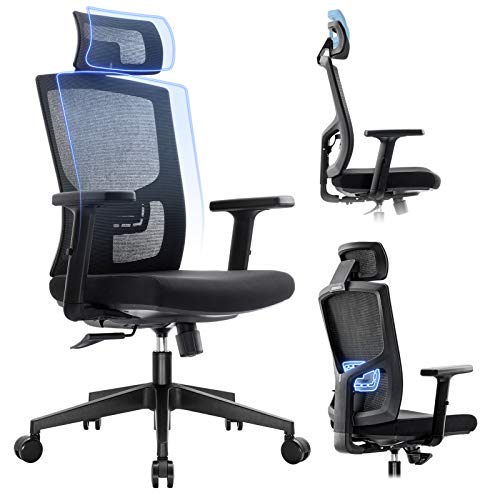 Komene Ergonomic Mesh Office Chair – High Back Desk Chair with Adjustable Lumbar Support &Thick Seat Cushion-Adjustable Head & Arm…