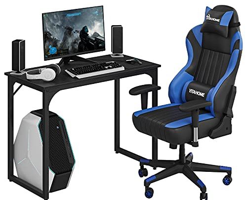 YITAHOME Gaming Desk Chair Set, 39Inch Sturdy Computer Desk Table 350lb Capacity Ergonomic Adjustable Chair with Headrest & Lumbar Pillow,…