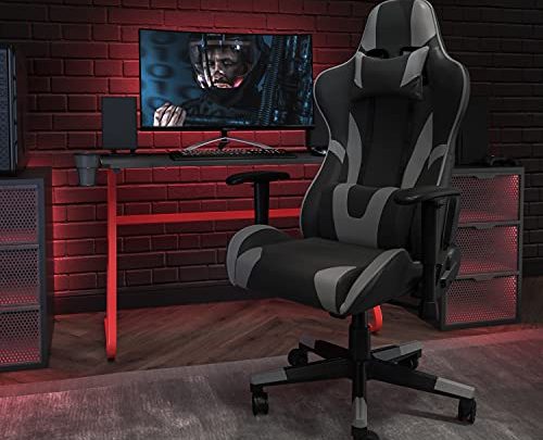 Flash Furniture CH-187230-1-GY-GG-X20 Gaming Chair Racing Office Ergonomic Computer PC Adjustable, Gray LeatherSoft, X20