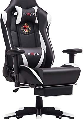 Ficmax Massage Gaming Chair Reclining Computer Gaming Chair with Footrest Racing Style Home Office Chair High Back Gamer Chair for…