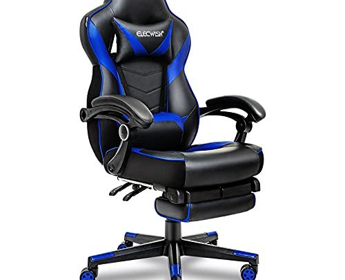 ELECWISH Ergonomic Computer Gaming Chair, PU Leather High Back Office Racing Chairs with Widen Thicken Seat and Retractable Footrest and…