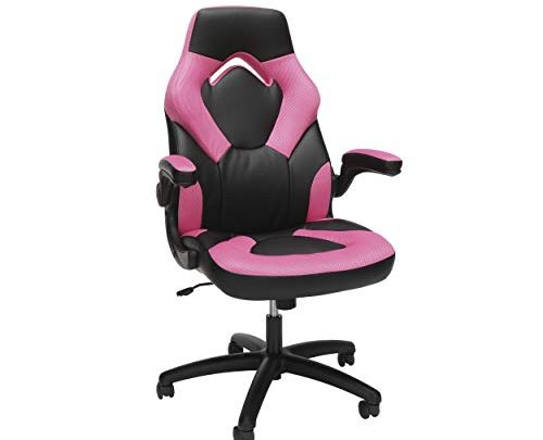 OFM ESS Collection Racing Style Bonded Leather Gaming Chair, in Pink (ESS-3085-PINK)
