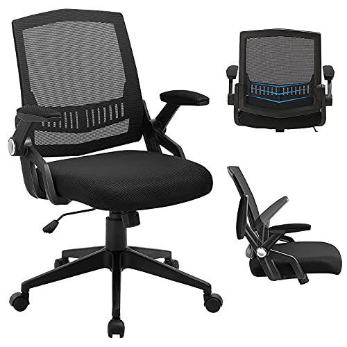 SAMOFU Office Chair, Ergonomic Mid-Back Desk Chair, Mesh Computer Task Chair with Flip-up Armrests and Lumbar Support & Thick Cushion,…