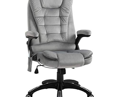 Vinsetto Ergonomic Vibrating Massage Office Chair High Back Executive Heated Chair with 6 Point Vibration Reclining Backrest Padded Armrest Grey