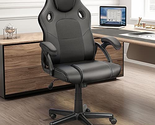 Ninecer Gaming Chair Computer Chair, Racing Style Cheap Office Chair, Comfortable Desk Chair for Teens PU Material Height Adjustable Silent…