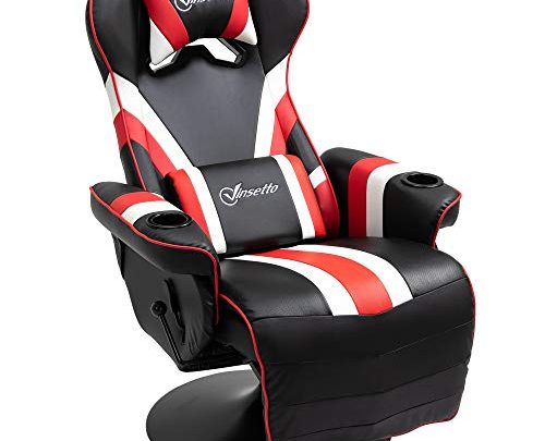 Vinsetto Gaming Chair Racing Style Computer Reclining Chair with Lumbar Support, Footrest and Cup Holder, Black/White/Red