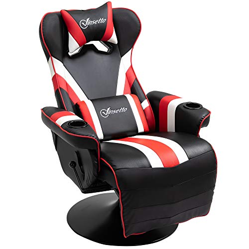 Vinsetto Gaming Chair Racing Style Computer Reclining Chair with Lumbar Support, Footrest and Cup Holder, Black/White/Red