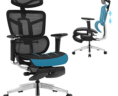SAMOFU Ergonomic Office Chair with Foot Rest, High Back Desk Chair with 3D Adjustable Backrest, Mesh Computer Chair with 5D…