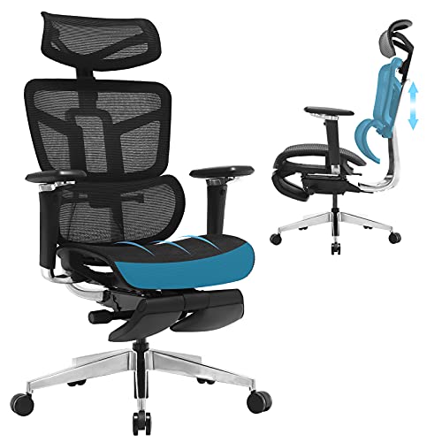 SAMOFU Ergonomic Office Chair with Foot Rest, High Back Desk Chair with 3D Adjustable Backrest, Mesh Computer Chair with 5D…