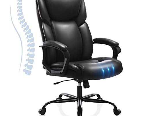 Executive Office Desk Chair High Back Adjustable Ergonomic Managerial Rolling Swivel Task Chair Computer PU Leather Home Office Desk Chairs…