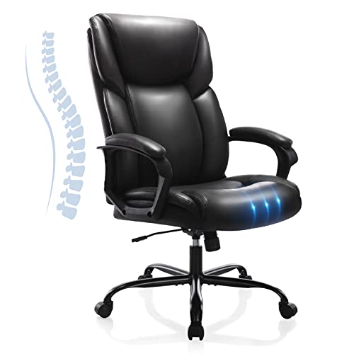 Executive Office Desk Chair High Back Adjustable Ergonomic Managerial Rolling Swivel Task Chair Computer PU Leather Home Office Desk Chairs…