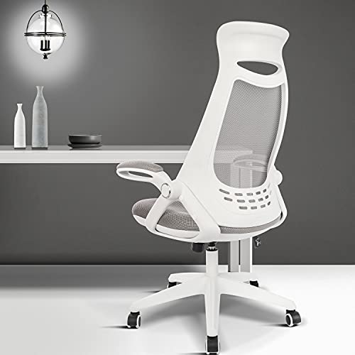 Big and Tall Ergonomic Office Desk Chair, High-Back Mesh Computer Chair with Flip Up Arms, Headrest and Lumbar Support, Height…
