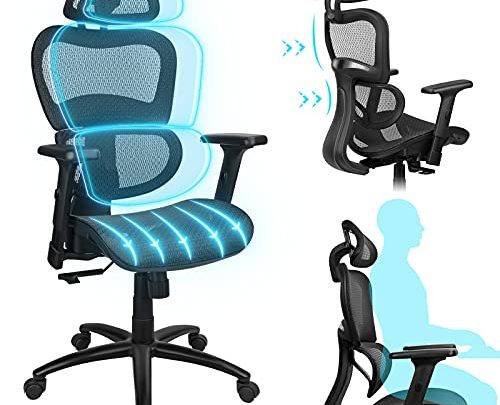 Komene ErgoPro Ergonomic Office Chair – Rolling Home Desk Chair with lumbar support, Adjustable headrest and 3D Armrest, High Back…