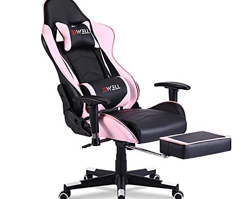 Pink Gaming Chair, Computer Chair,Gamer Chair,Gaming Chair with Footrest,Pink Gaming Chair for Adults,High Back Office Chair with Headrest and Massage…