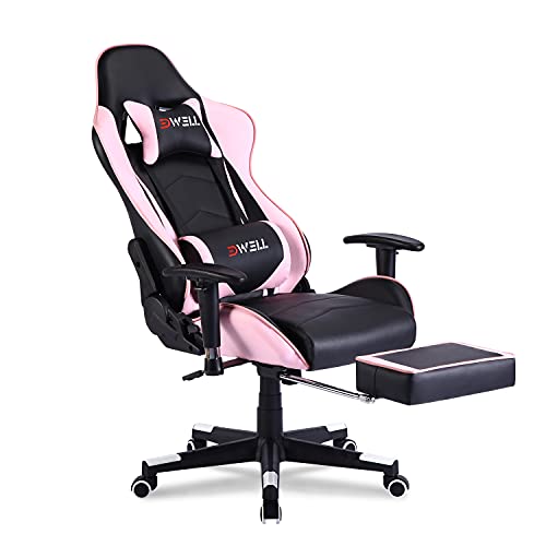 Pink Gaming Chair, Computer Chair,Gamer Chair,Gaming Chair with Footrest,Pink Gaming Chair for Adults,High Back Office Chair with Headrest and Massage…