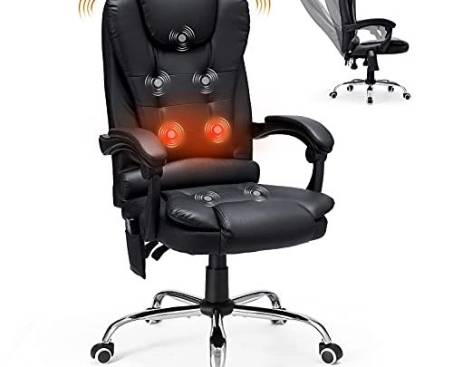 YODOLLA Ergonomic Reclining Office Chair with Massage and Heat Function, PU Leather Executive Computer Chair w/Adjustable Height, High Back Swivel…