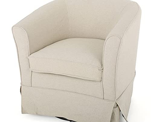 Christopher Knight Home Cecilia Swivel Chair with Loose Cover, Natural Fabric