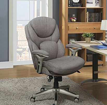 Serta Works Executive Office Chair with Back in Motion Technology, Seamless Light Gray Fabric