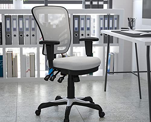 Flash Furniture HL-0001-WH-GG: Mid-Back White Mesh Multifunction Executive Swivel Ergonomic Office Chair W/Adjustable Arms