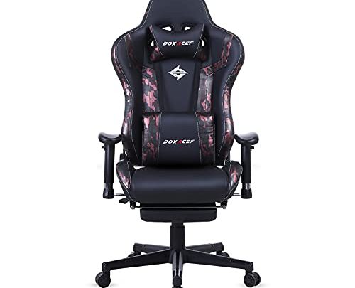 DOXACEF Large Size Adjustable Gaming Chair with Footrest Ergonomic Game Chair PC Swivel Leather Massage Computer Racing Style Reclining Chair…