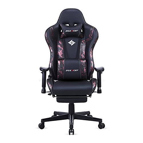 DOXACEF Large Size Adjustable Gaming Chair with Footrest Ergonomic Game Chair PC Swivel Leather Massage Computer Racing Style Reclining Chair…