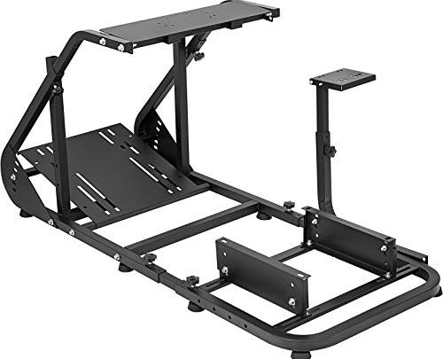 Marada Racing Cockpit Frame Compatible with G25 G27 G29 G920 T500 FANTEC T3PA/TGT Height Adjustable Racing Wheel Stand Wheels Pedals…
