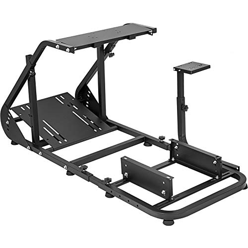 Marada Racing Cockpit Frame Compatible with G25 G27 G29 G920 T500 FANTEC T3PA/TGT Height Adjustable Racing Wheel Stand Wheels Pedals…
