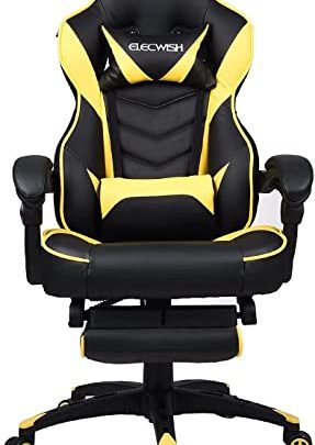Ergonomic Computer Gaming Chair, Large Size PU Leather High Back Office Racing Chairs with Widen Thicken Seat and Retractable Footrest…
