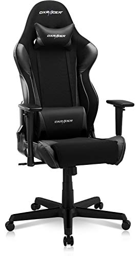 DXRacer OH/RAA106 Racing Series Adjustable Ergonomic Computer Gaming Home Office Leather Desk Chair with Lumbar Support, Swivel Base, Wheels, and…
