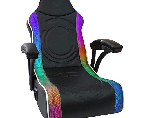 X Rocker Emerald RGB 2.0 Wired X2 Floor Rocker Gaming Chair with LED Lights, 30.3″ x 22.2″ x 26.4″, Black