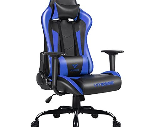 PUKAMI Blue Gaming Chair for Teens High Back Gamer Chair Ergonomic Racing Chair with Comfortable Lumbar Support and Headrest Computer…