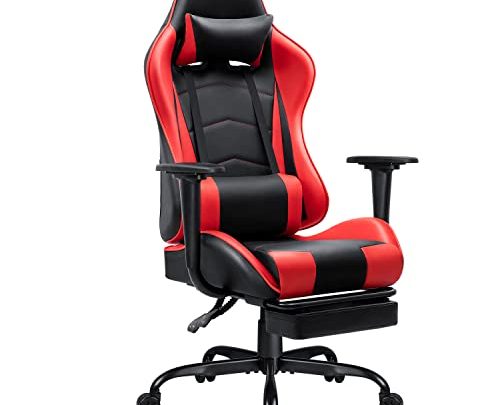 Shahoo Gaming Chair Racing Executive Office Ergonomic High Back Computer Leather Desk Height Adjustable Swivel Seat with Headrest, Lumbar Support…