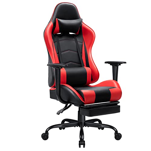 Shahoo Gaming Chair Racing Executive Office Ergonomic High Back Computer Leather Desk Height Adjustable Swivel Seat with Headrest, Lumbar Support…