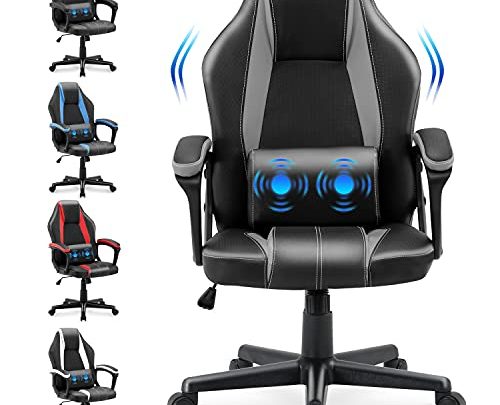 Yaksha Gaming Chair,Computer Chair Gamer Chair with Massage Lumbar Support,E-Sports Chair Sillas Game Chairs PC Gaming Chairs,Headrest for Gaming Office(Gray)