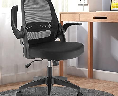 Office Chair, KERDOM Ergonomic Desk Chair, Breathable Mesh Computer Chair, Comfy Swivel Task Chair with Flip-up Armrests and Adjustable Height