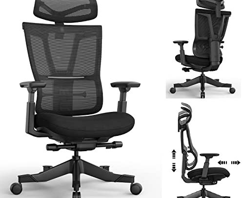 Ergonomic Office Chair, Reclining Home Office Desk Chair with High-Back Lumbar Support Height Adjustable Seat Headrest Breathable Mesh Back and…