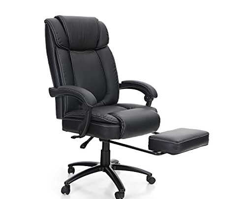 Office Chair Ergonomic Managerial & Executive Massage Computer Desk Task Chair High Back with Retractable Footrest and Metal Base, Load…