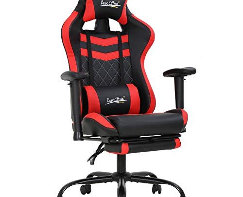 PC Gaming Chair Ergonomic Racing Office Chair E-Sports Adjustable Computer Chair with Headrest Armrest Footrest Task Rolling Swivel Ergonomic Desk…