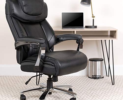 Flash Furniture HERCULES Series Big & Tall 500 lb. Rated Black LeatherSoft Executive Swivel Ergonomic Office Chair with Adjustable Headrest