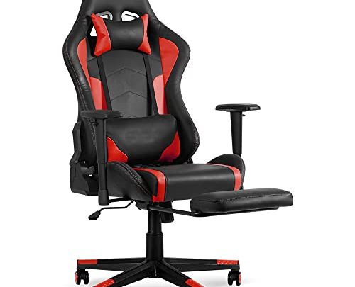 Okeysen Gaming Chair with Footrest – Ergonomic Leather Video Game Chairs for Kids Adults, Racing Style High-Back Gamer Computer Chair…