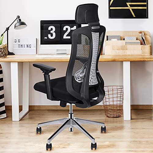 Logicfox Ergonomic Office Chair,Comfortable Office Chair with Adjustable 3D armrests,Breathable Mesh Design High Back Desk Chair with Lumbar Support, Black…