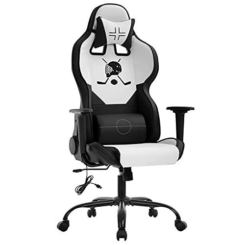 Gaming Chair Office Chair Desk Chair with Lumbar Support Headrest Armrest Task Rolling Swivel Massage PC E-Sports Hockey Racing Chair…