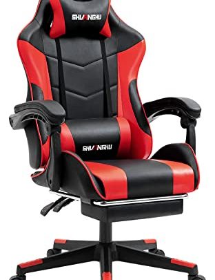 Shuanghu Gaming Chair Ergonomic Racing Chair with Lumbar Support and Headrest PU Leather Reclining Racing Chair Computer Gaming Chair for…