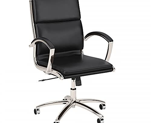 Bush Furniture Cabot Mid Back Leather Executive Office Chair, Black