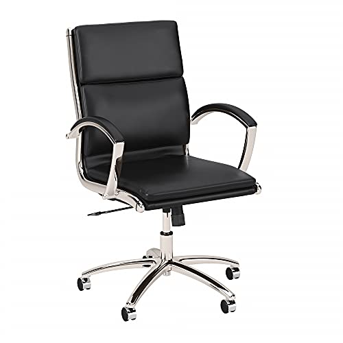 Bush Furniture Cabot Mid Back Leather Executive Office Chair, Black