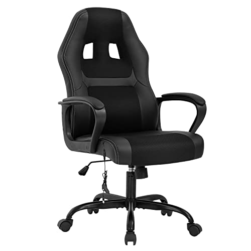 Gaming Chair Ergonomic Office Chair PU Leather Computer Chair Adjustable Massage Desk Chair with Lumbar Support Headrest Armrest Task Rolling…