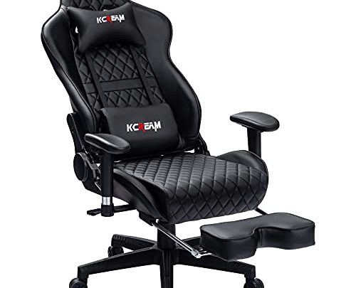 KCREAM Gaming Chair with Footrest Adults Gamer Chair High Back PVC Leather Gaming Computer Chair Large Racing Game Chair, with…