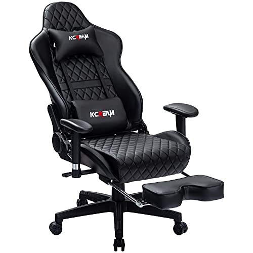 KCREAM Gaming Chair with Footrest Adults Gamer Chair High Back PVC Leather Gaming Computer Chair Large Racing Game Chair, with…