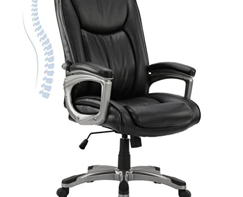 Executive Office Chair, Ergonomic Home Office Desk Chair Adjustable Managerial Chairs Rolling Swivel Task Chair Lumbar Support High Back PU…