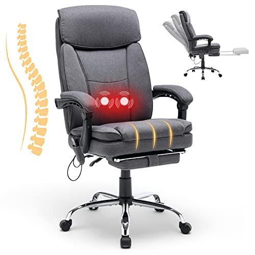 HOMREST Reclining Office Chair with Massage, Ergonomic Office Chair with Foot Rest, Breathable Fabric Executive Computer Chair w/Retractable Footrest, High…